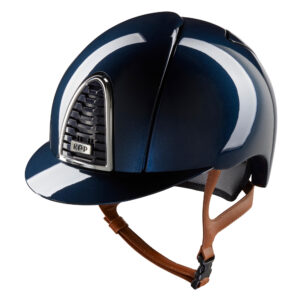 KEP Cromo 2.0 Shine Riding Helmet - Standard Peak - Navy/Beige Chinstrap
