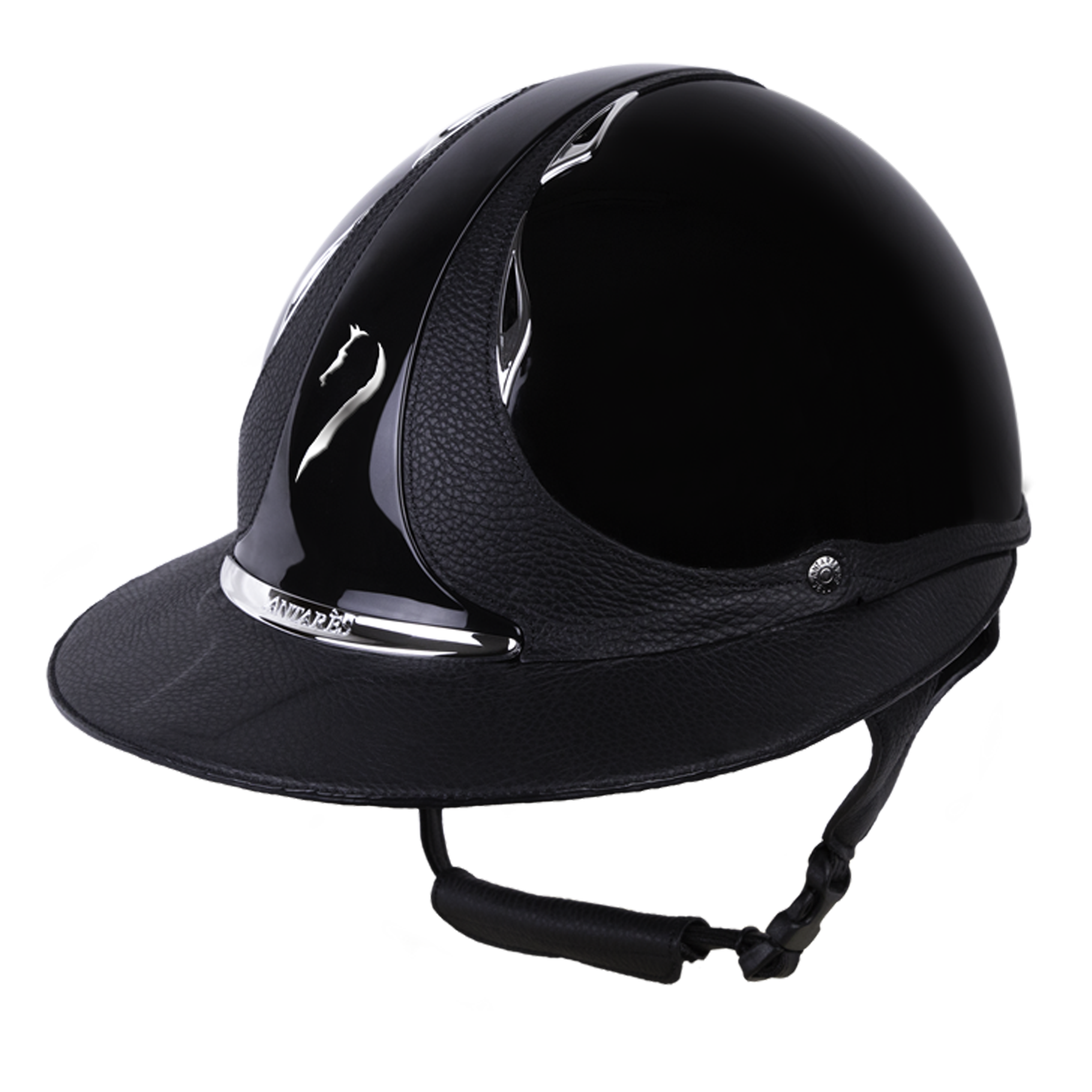Antares Premium Eclipse Glossy Riding Helmet - Black