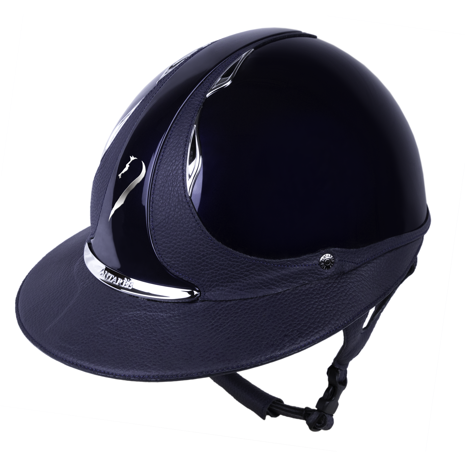 Antares Premium Eclipse Glossy Riding Helmet - Navy