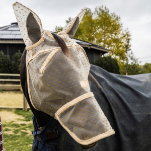 Kentucky Fly Mask Heart with Ears and Nose Net - Beige