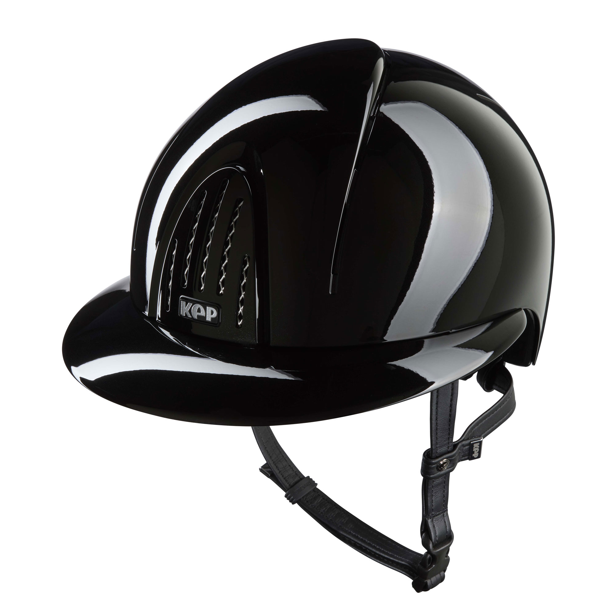 KEP Smart Nova Metal Polish Riding Helmet - Polo Peak - Black