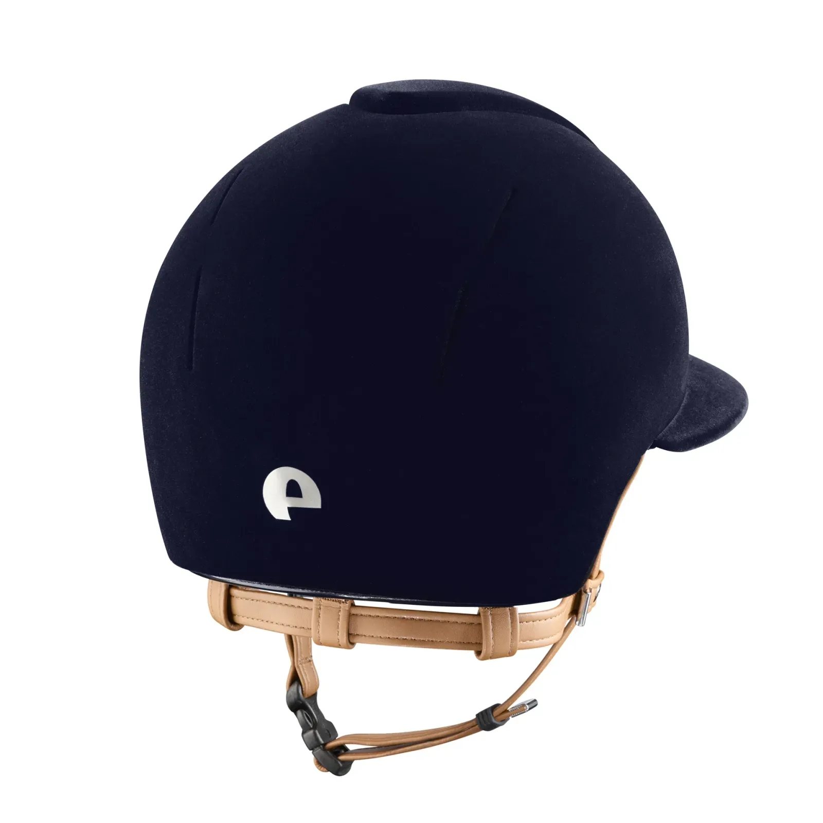 KEP Smart Nova Velvet Riding Helmet - Polo Peak - Navy/Beige Chinstrap - Image 2