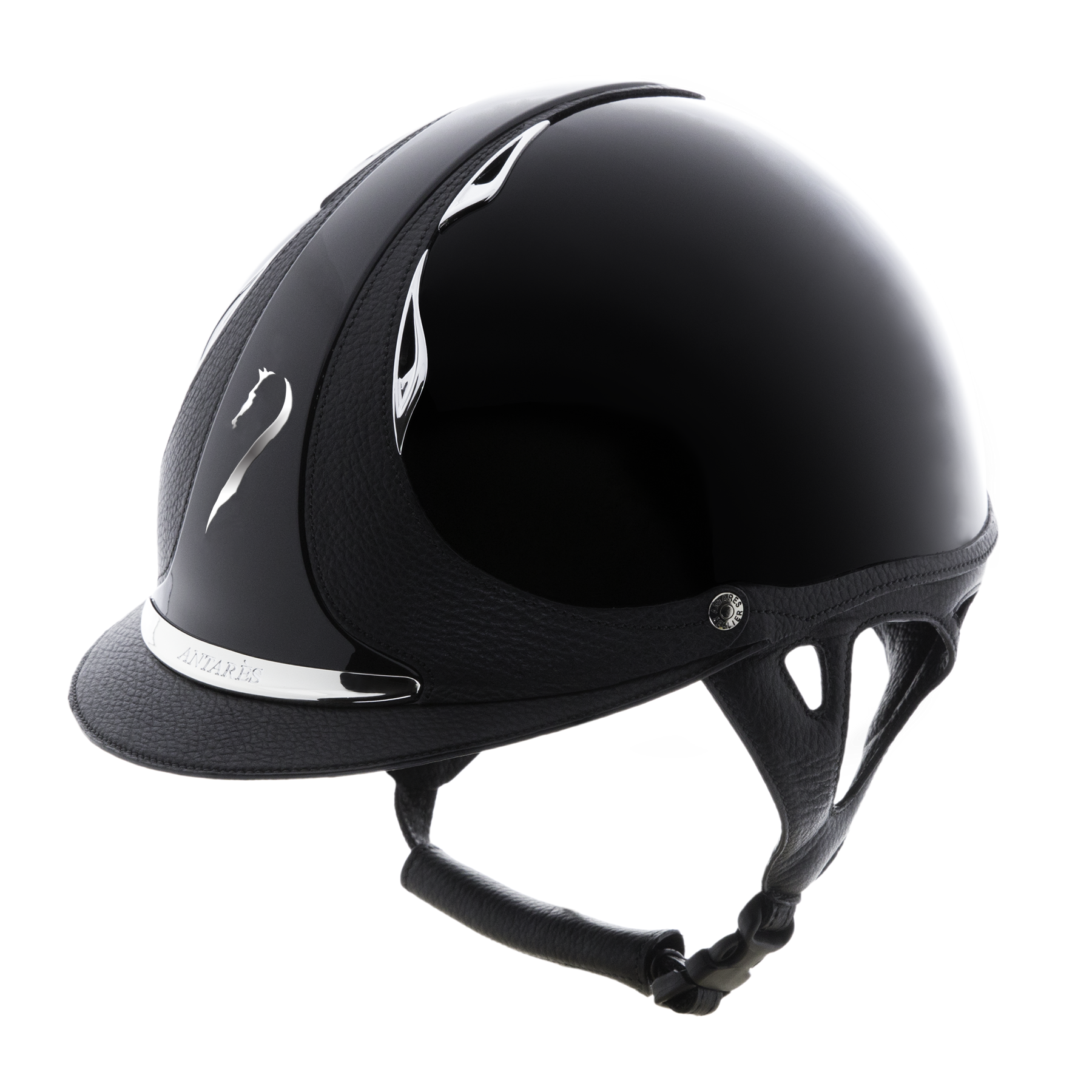 Antares Premium Glossy Riding Helmet - Black