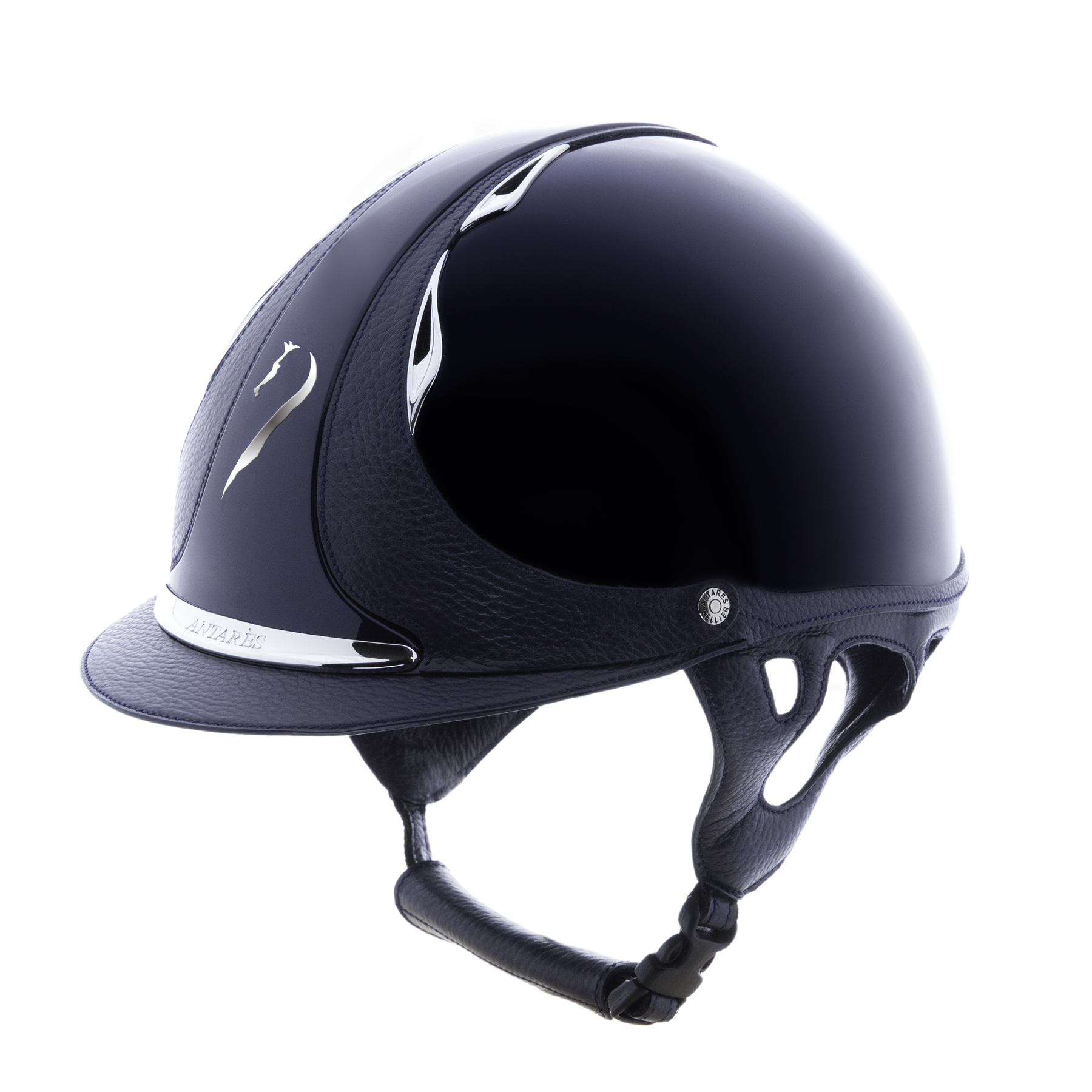 Antares Premium Glossy Riding Helmet - Navy