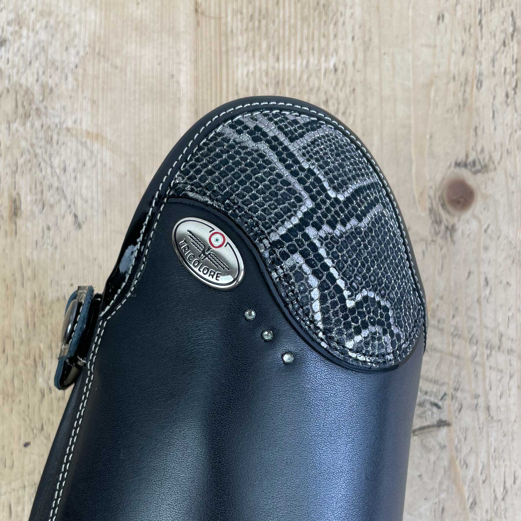 De Niro Salentino Smooth Black Riding Boots - Regal Silver Top - Image 3