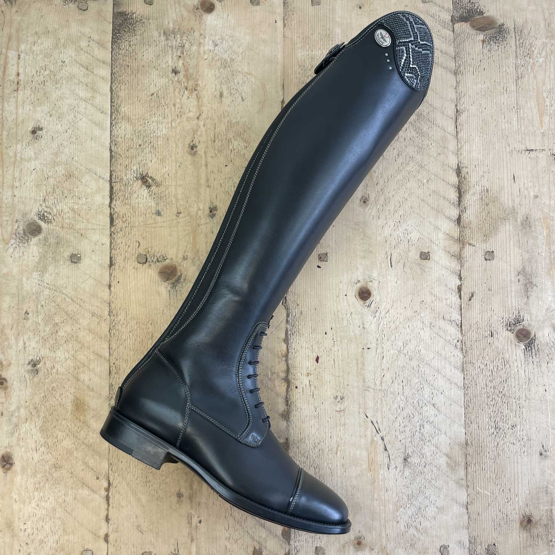 De Niro Salentino Smooth Black Riding Boots - Regal Silver Top - Image 2