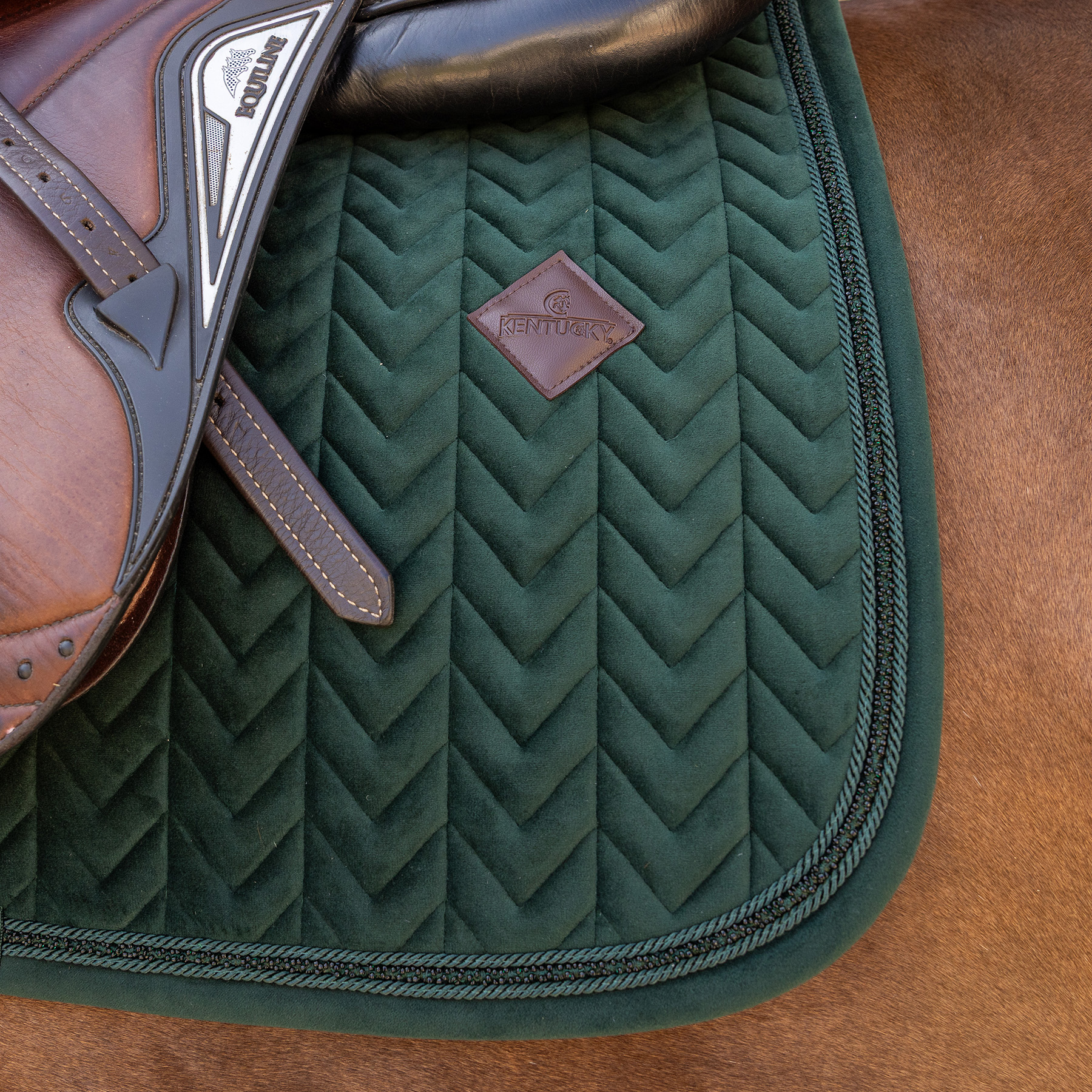Kentucky Velvet Mini Pearls Jumping Saddle Pad - Pine Green - Image 2