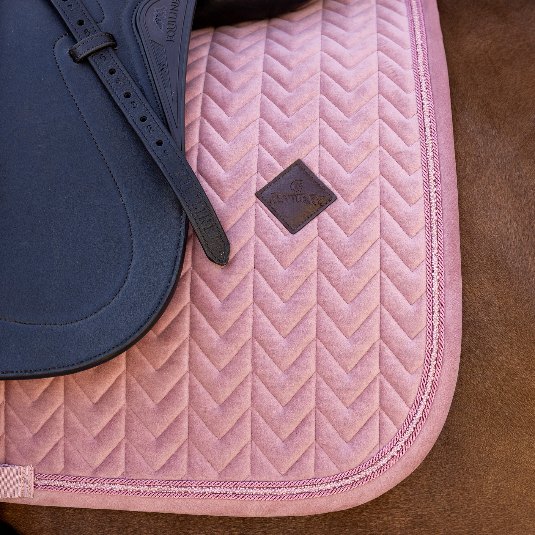 Kentucky Velvet Mini Pearls Dressage Saddle Pad - Old Rose - Image 2