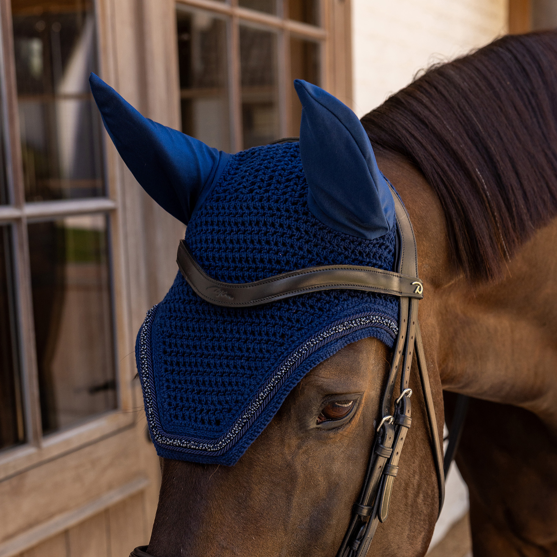 Kentucky Fly Veil Wellington Velvet Mini Pearls - Navy