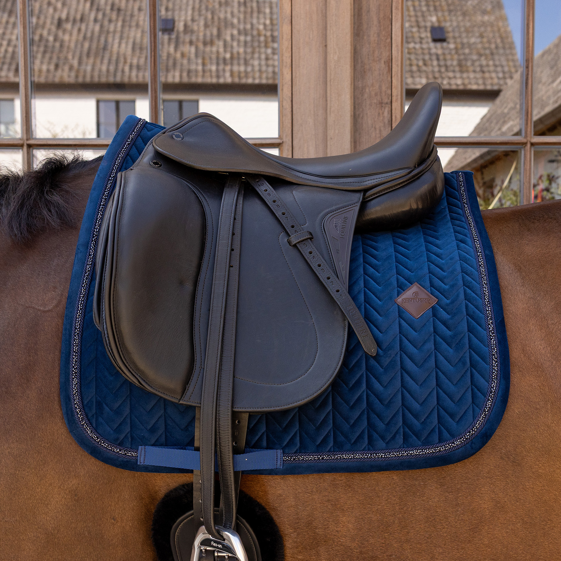 Kentucky Velvet Mini Pearls Dressage Saddle Pad - Navy