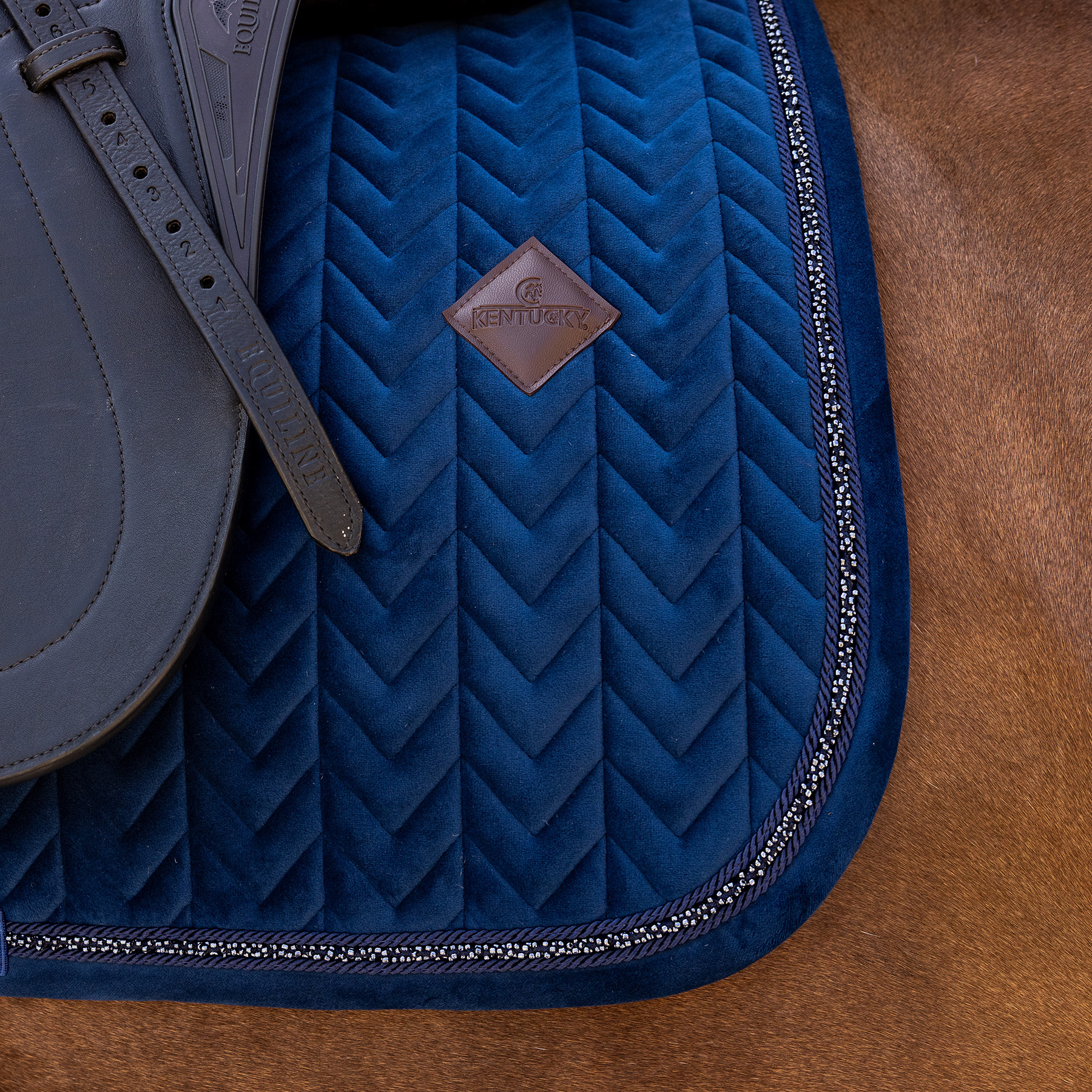 Kentucky Velvet Mini Pearls Dressage Saddle Pad - Navy - Image 2