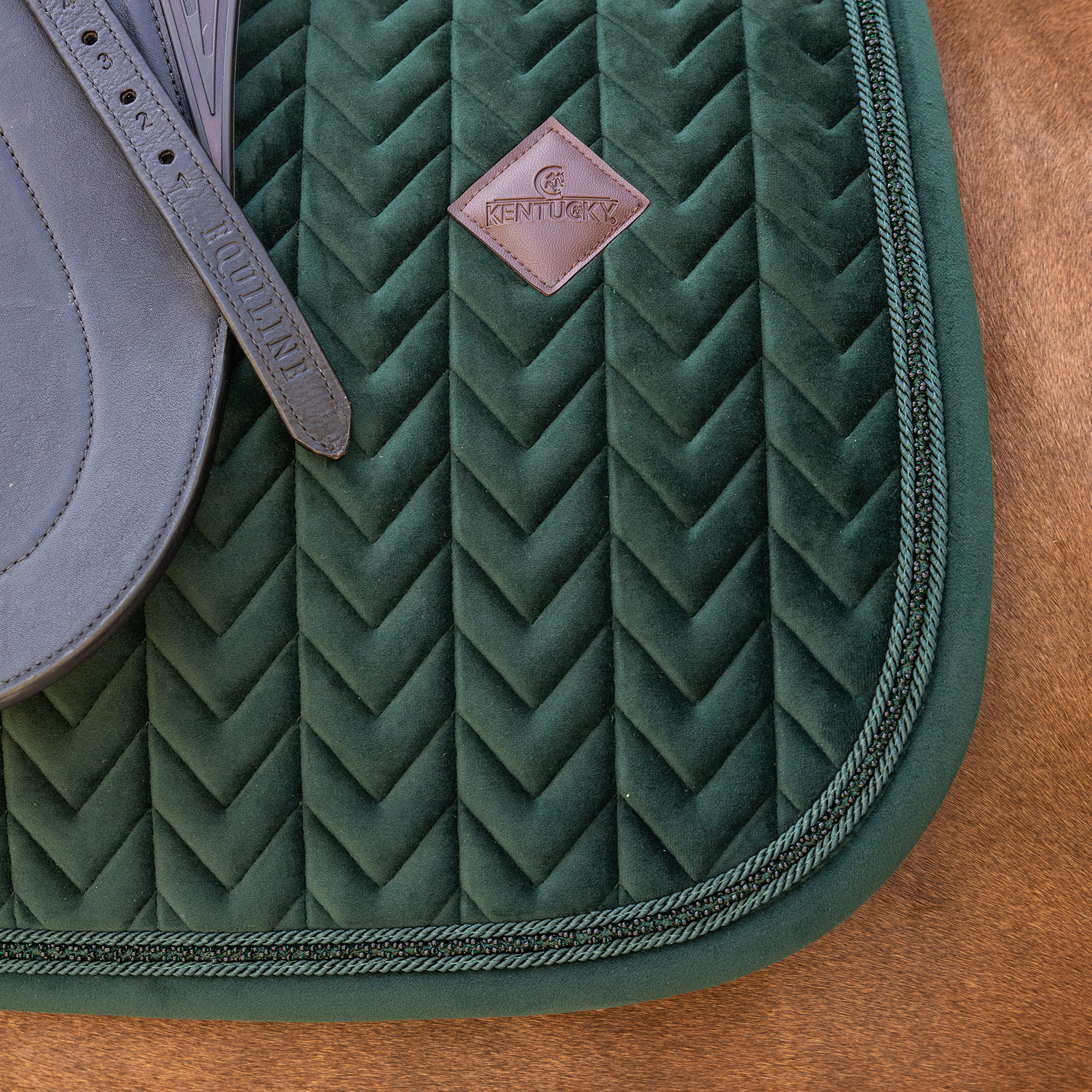 Kentucky Velvet Mini Pearls Dressage Saddle Pad - Pine Green - Image 2