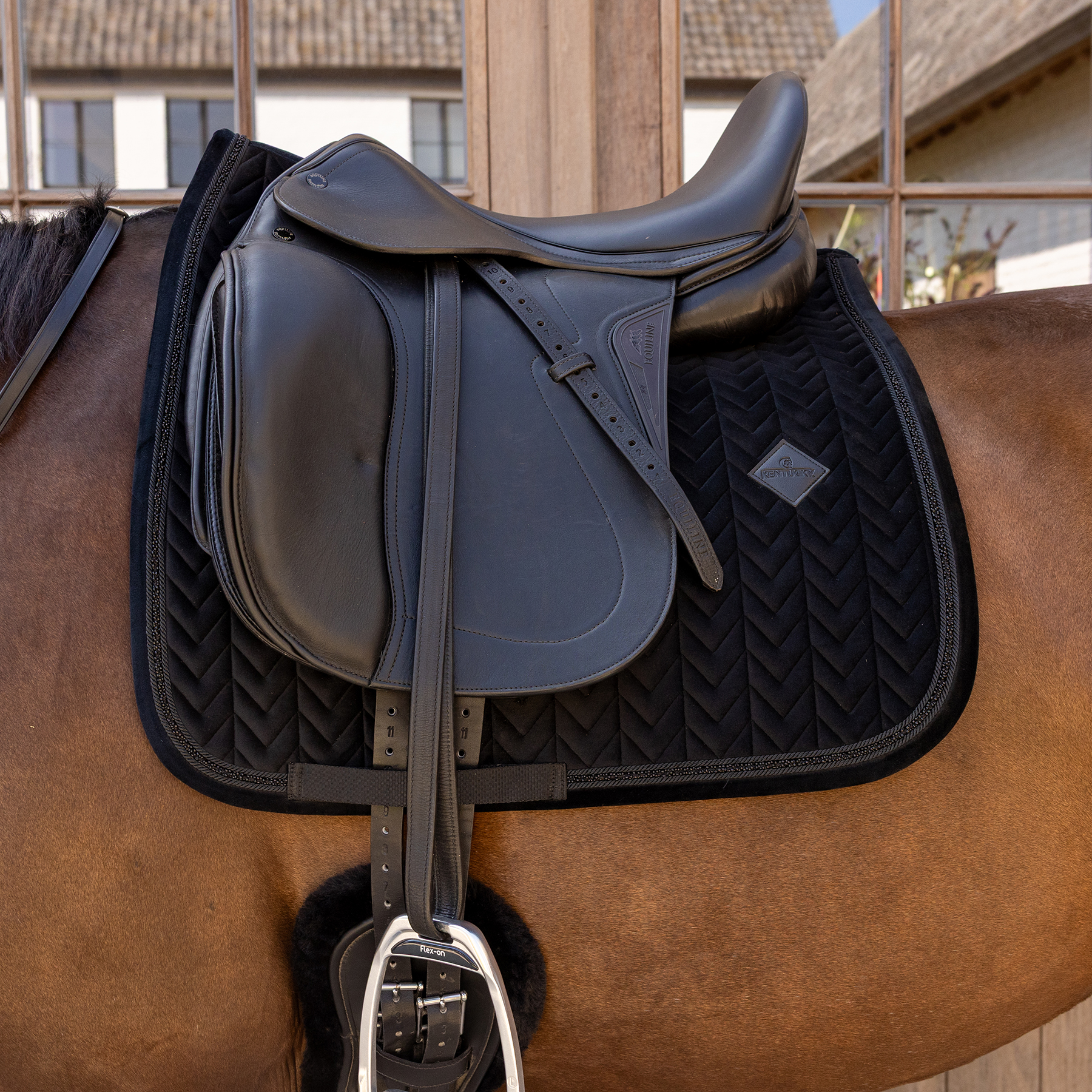 Kentucky Velvet Mini Pearls Dressage Saddle Pad - Black