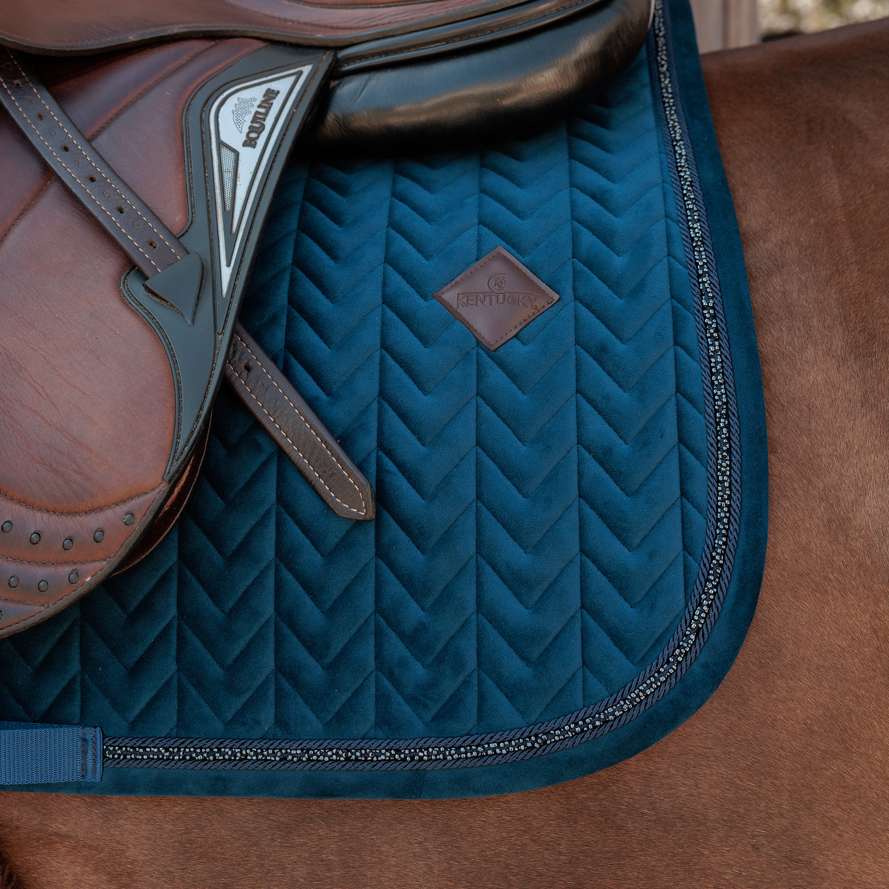 Kentucky Velvet Mini Pearls Jumping Saddle Pad - Navy - Image 2