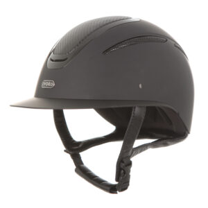 Elara Classic Peak Black Riding Helmet - Black/Carbon Frame