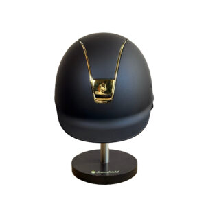 Samshield 1.0 Shadowmatt Helmet - Blue - Gold Trim & Blazon - Royal Equestrian Harness and Rear Logo