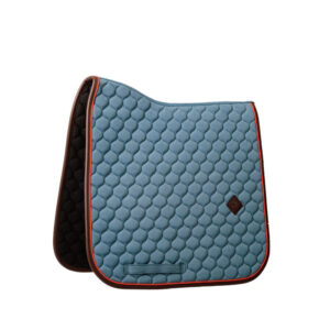 Kentucky Onion Quilt Dressage Saddle Pad with Neon Leather - Blue