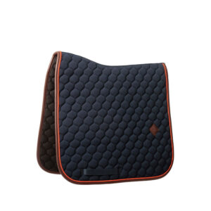 Kentucky Onion Quilt Dressage Saddle Pad with Neon Leather - Navy