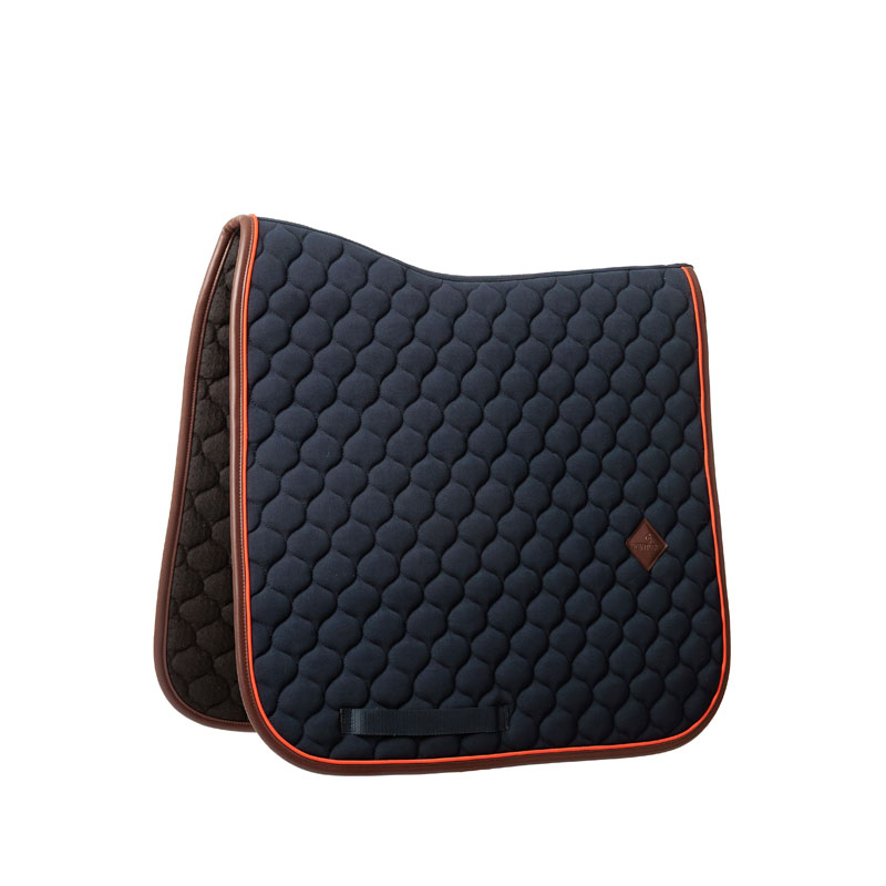 Kentucky Onion Quilt Dressage Saddle Pad with Neon Leather - Navy