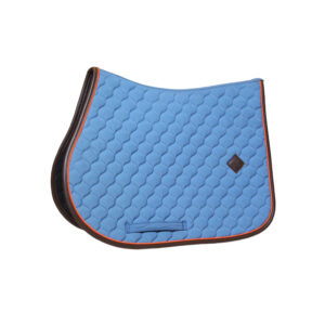 Kentucky Onion Quilt Jumping Saddle Pad with Neon Leather - Blue