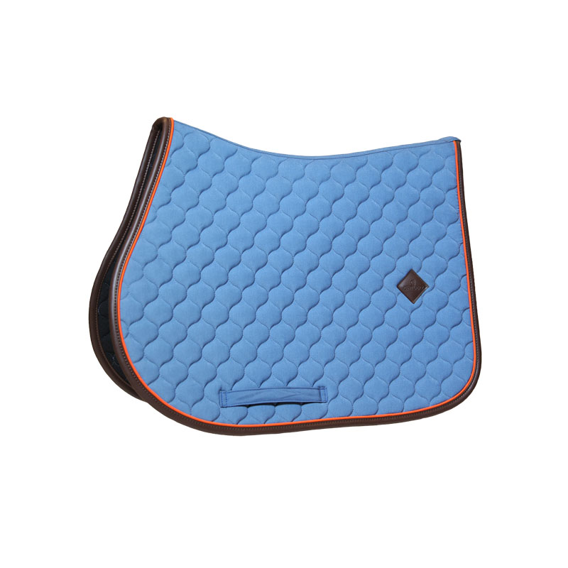 Kentucky Onion Quilt Jumping Saddle Pad with Neon Leather - Blue