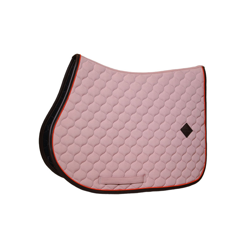 Kentucky Onion Quilt Jumping Saddle Pad with Neon Leather - Old Rose
