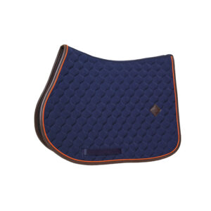 Kentucky Onion Quilt Jumping Saddle Pad with Neon Leather - Navy