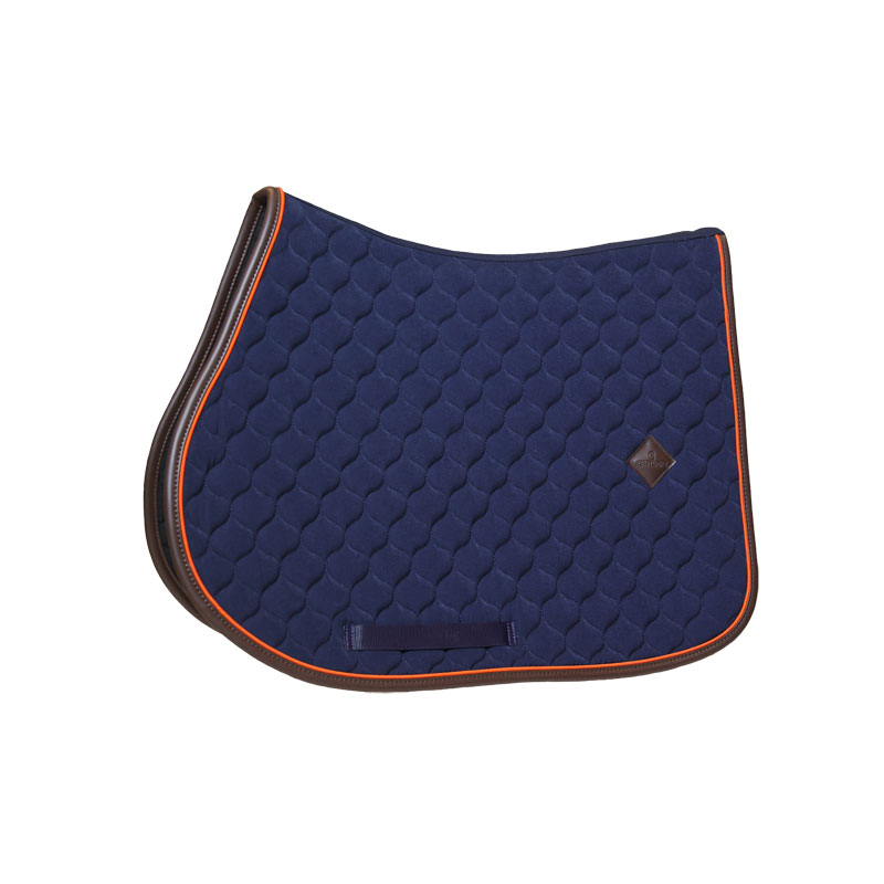 Kentucky Onion Quilt Jumping Saddle Pad with Neon Leather - Navy