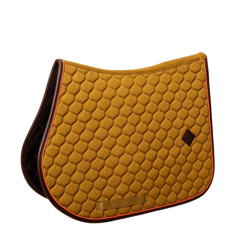 Kentucky Onion Quilt Jumping Saddle Pad with Neon Leather - Khaki