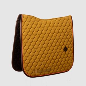 Kentucky Onion Quilt Dressage Saddle Pad with Neon Leather - Kahki