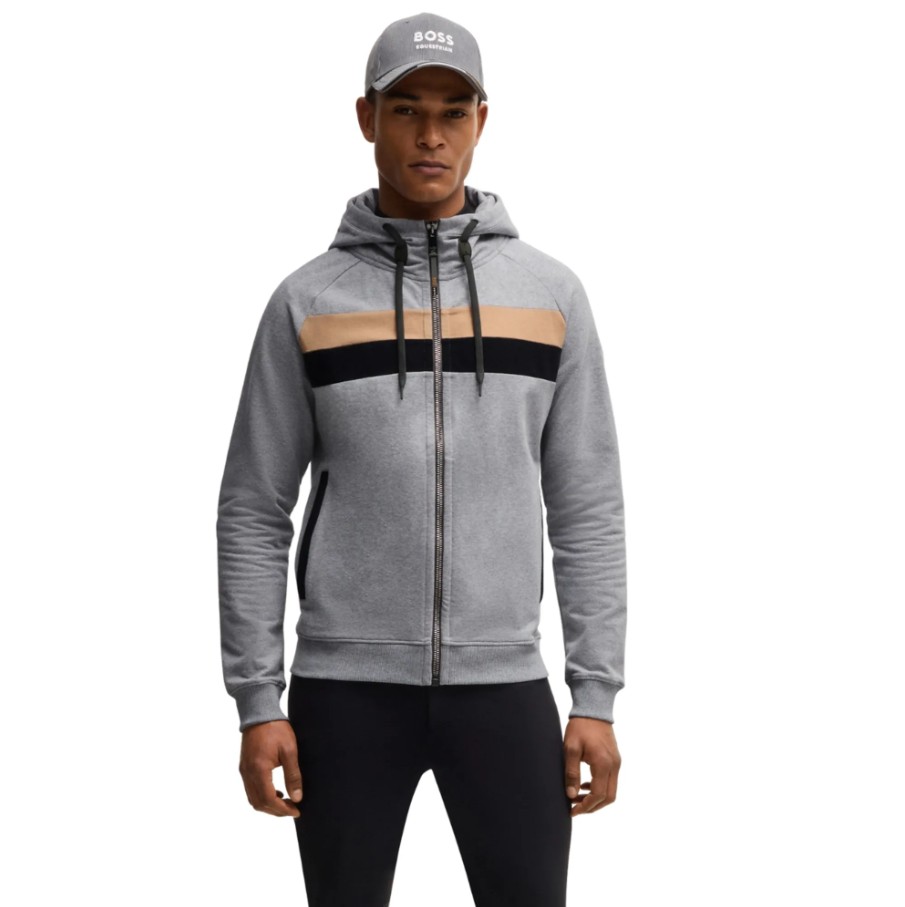 BOSS Equestrian Mens Hoodie River - Grey Melange