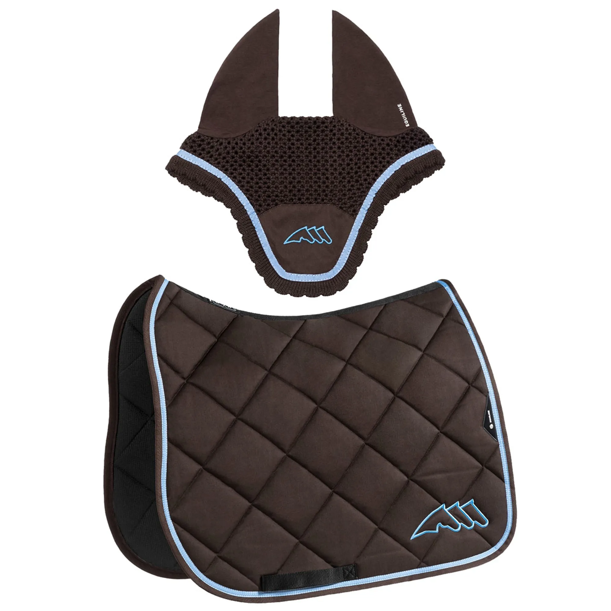 Equiline Saddle Pad and Ear Net Set EqChroma - Dressage - Brown