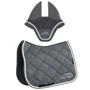 Equiline Saddle Pad and Ear Net Set EqChroma - Dressage - Grey