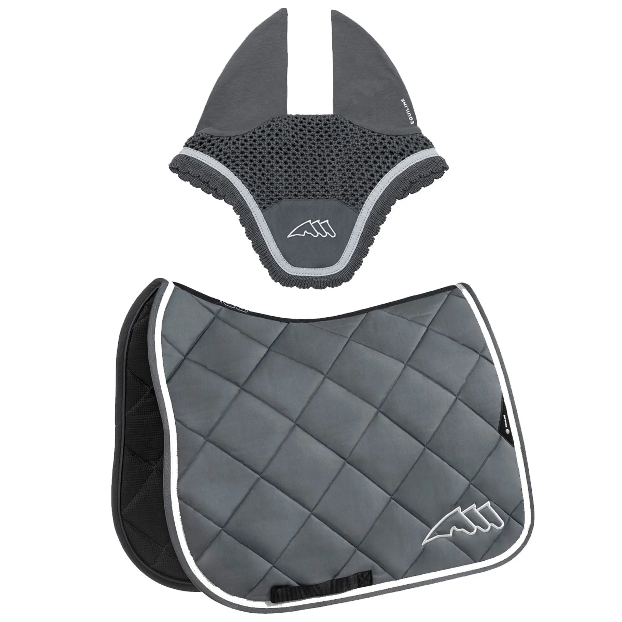 Equiline Saddle Pad and Ear Net Set EqChroma - Dressage - Grey