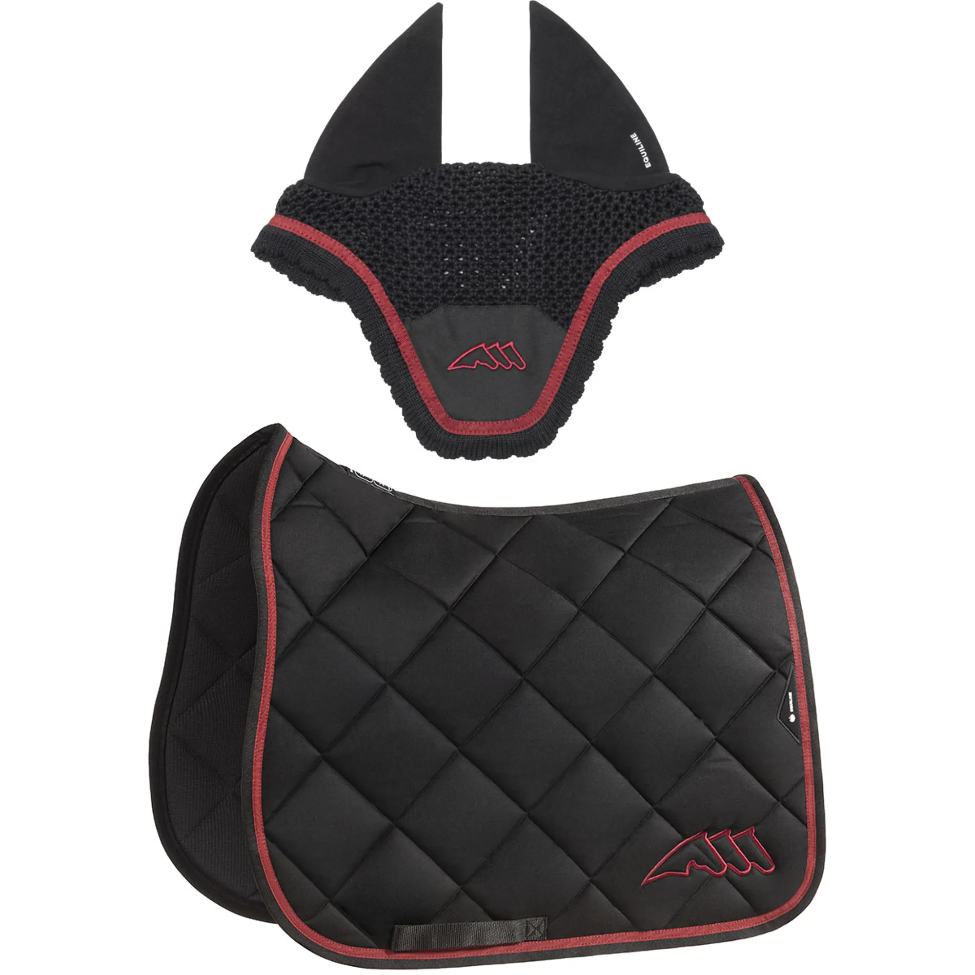 Equiline Saddle Pad and Ear Net Set EqChroma - Dressage - Black