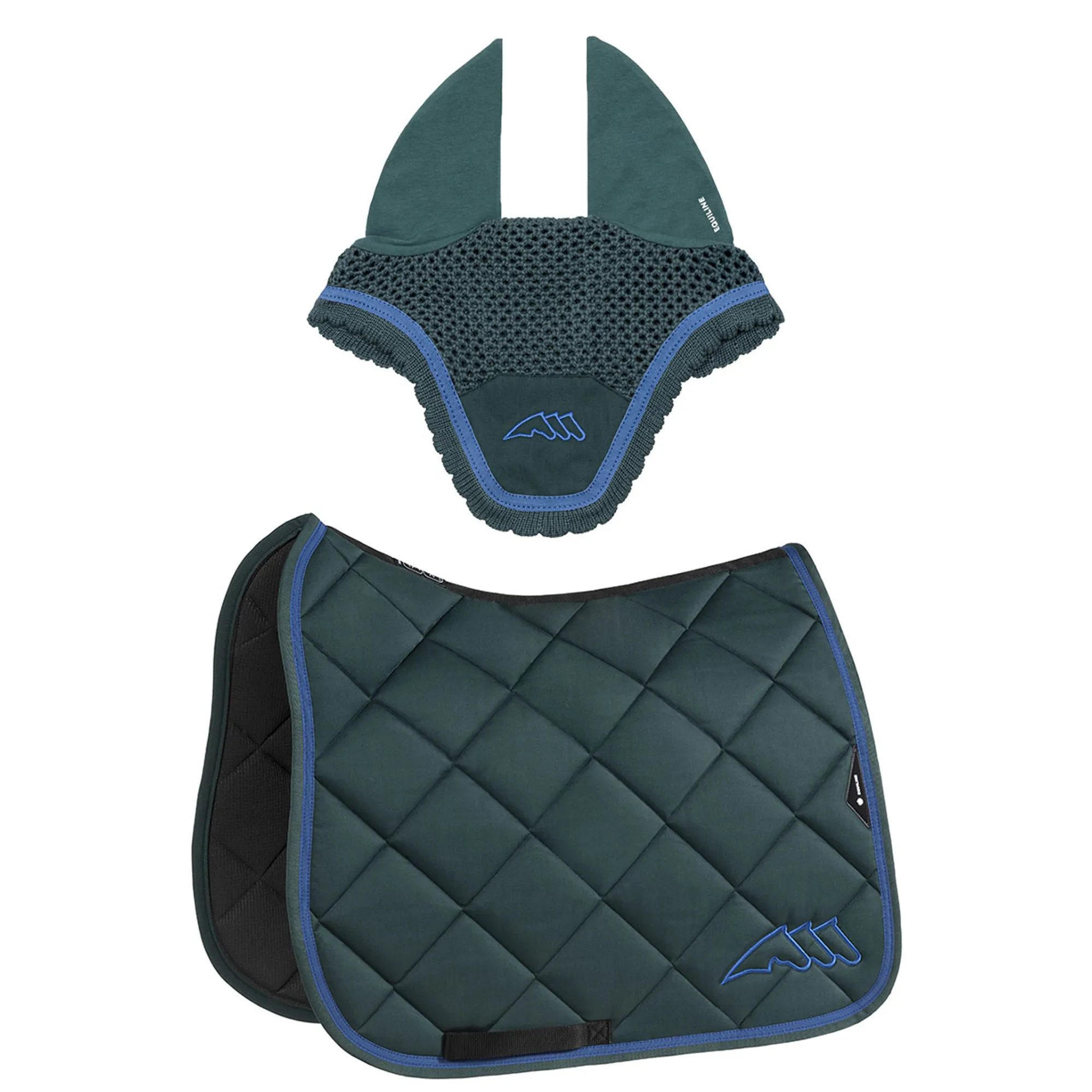 Equiline Saddle Pad and Ear Net Set EqChroma - Dressage - Green
