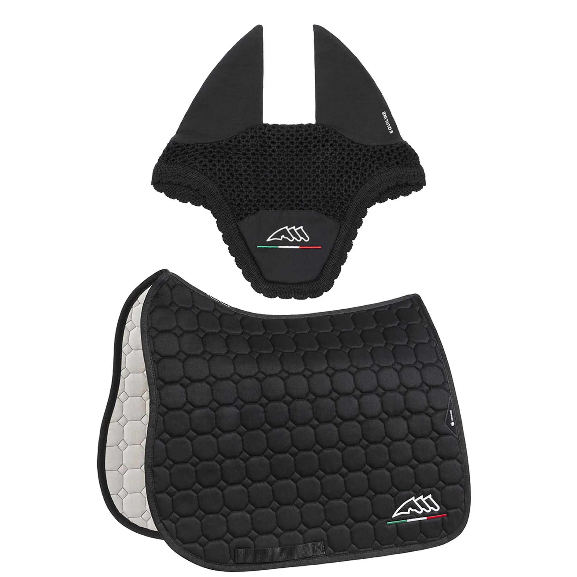 Equiline Saddle Pad and Ear Net - EqFlaggy - Dressage - Black
