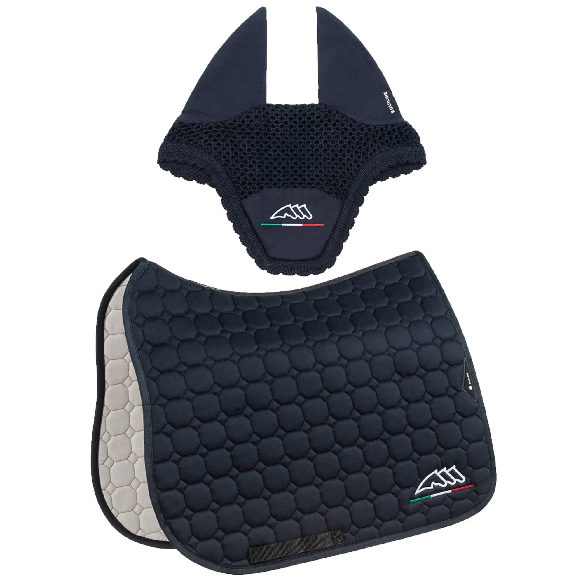 Equiline Saddle Pad and Ear Net - EqFlaggy - Dressage - Navy