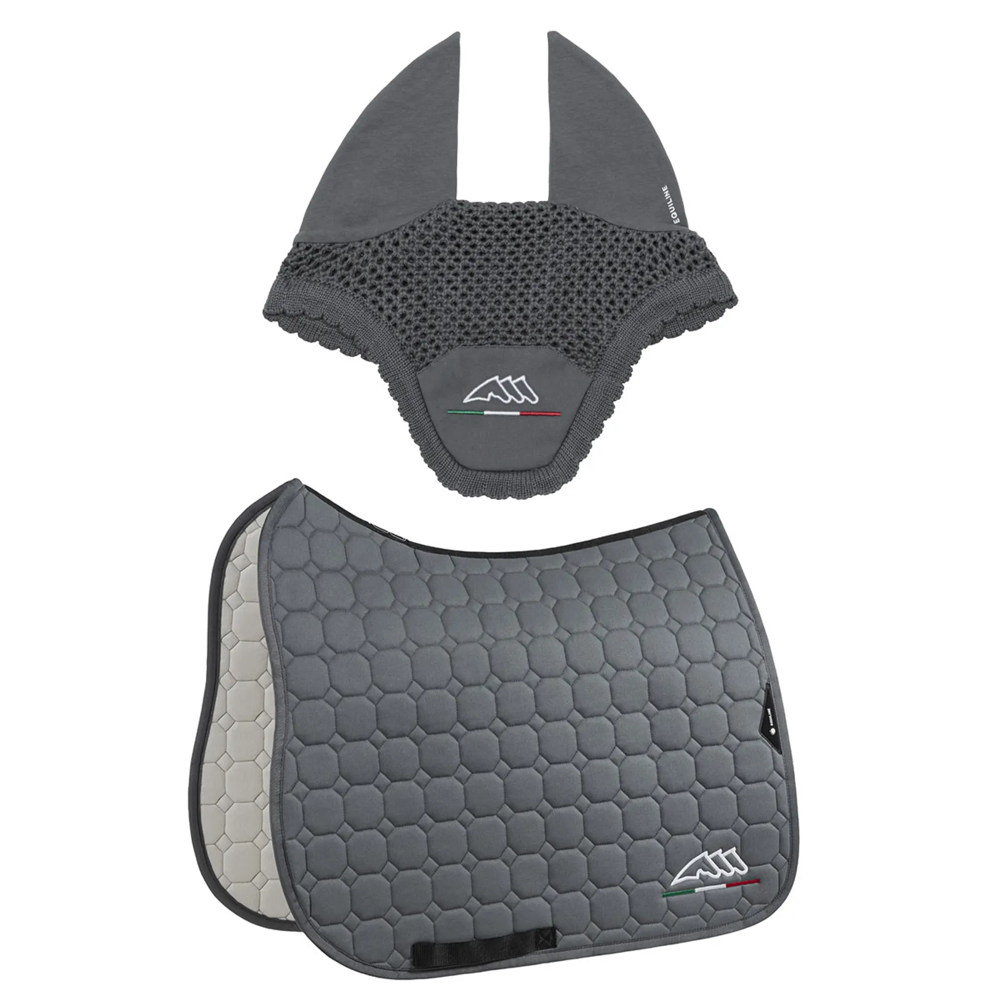 Equiline Saddle Pad and Ear Net - EqFlaggy - Dressage - Grey