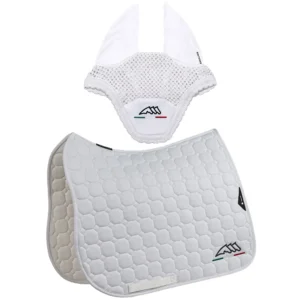 Equiline Saddle Pad and Ear Net - EqFlaggy - Dressage - White