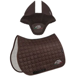 Equiline Saddle Pad and Ear Net - EqFlaggy - Jumping - Brown