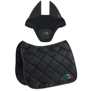 Equiline Saddle pad and Ear Net EqTricolore - Dressage - Black