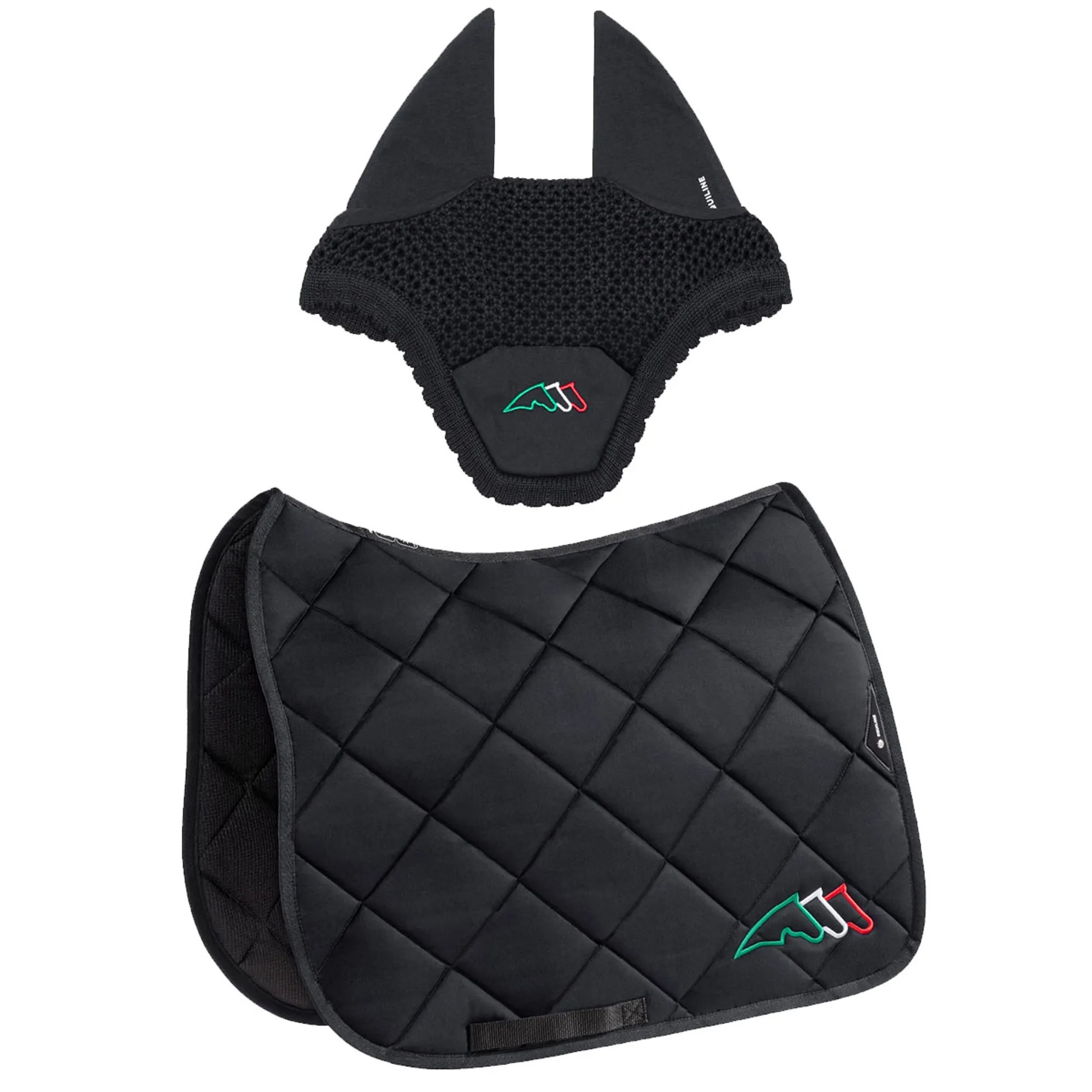 Equiline Saddle pad and Ear Net EqTricolore - Dressage - Black