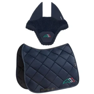 Equiline Saddle pad and Ear Net EqTricolore - Dressage - Navy