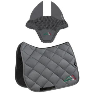 Equiline Saddle pad and Ear Net EqTricolore - Dressage - Grey