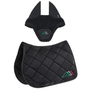 Equiline Saddle pad and Ear Net EqTricolore - Jumping - Black