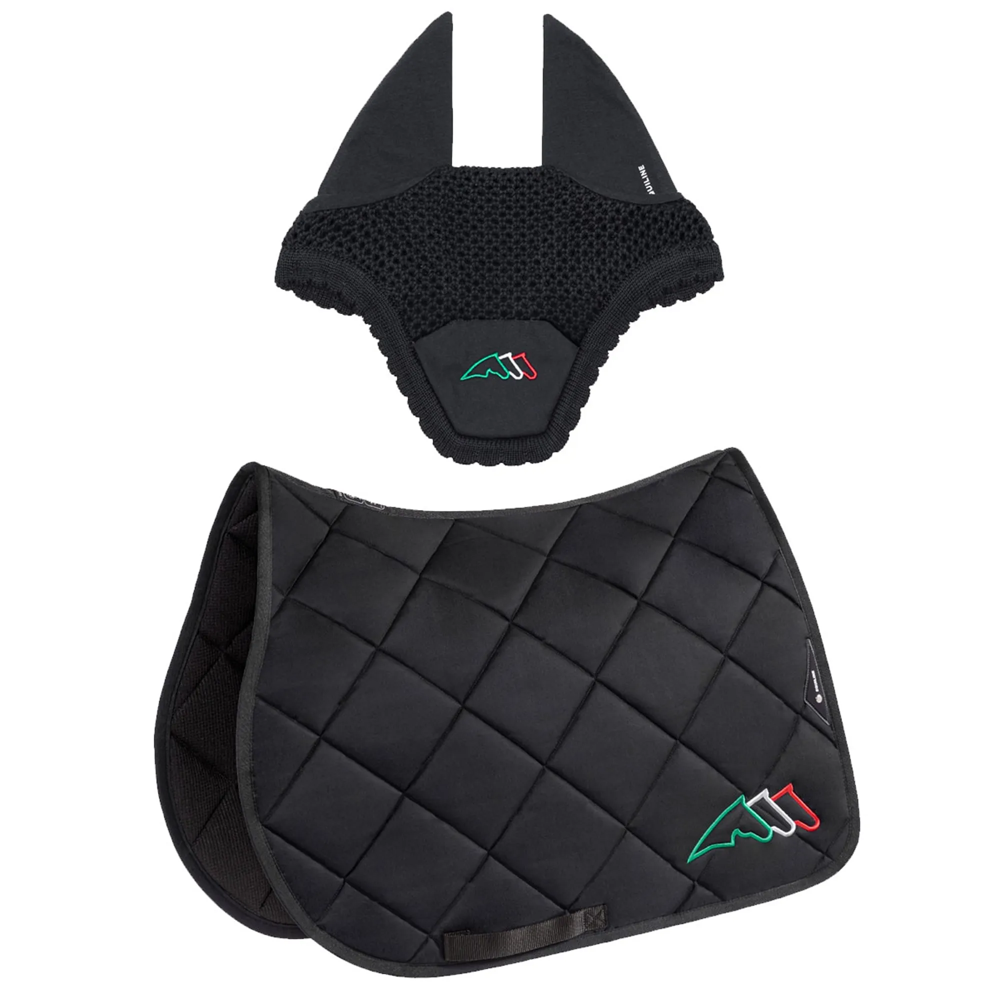 Equiline Saddle pad and Ear Net EqTricolore - Jumping - Black