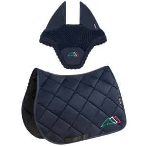 Equiline Saddle pad and Ear Net EqTricolore - Jumping - Navy