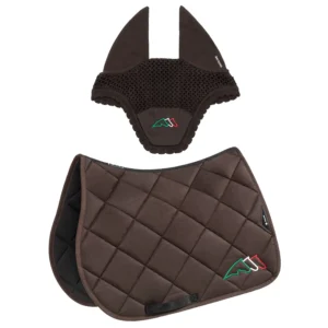 Equiline Saddle pad and Ear Net EqTricolore - Jumping - Brown