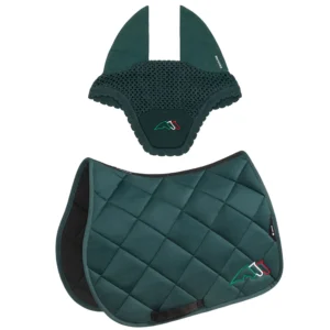 Equiline Saddle pad and Ear Net EqTricolore - Jumping - Green